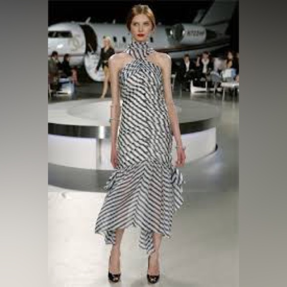 Chanel 2008 Resort Collection Silk Stripe Midi Dress